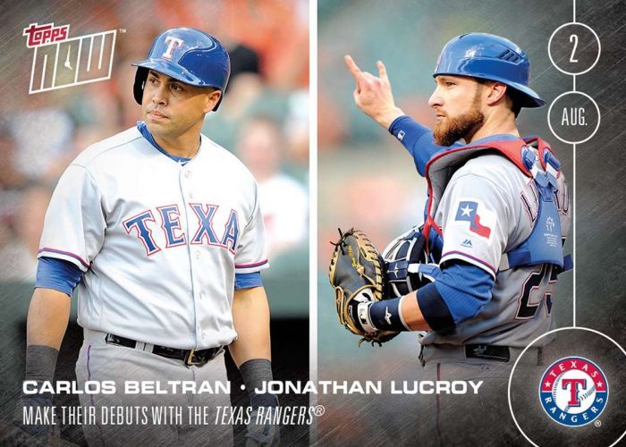 2016 Topps Now #308 Carlos Beltran Jonathan Lucroy