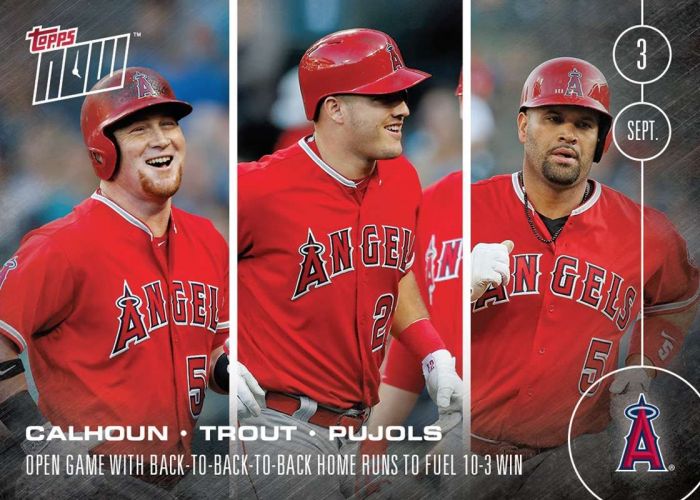 2016 Topps Now #419 Albert Pujols Kole Calhoun Mike Trout