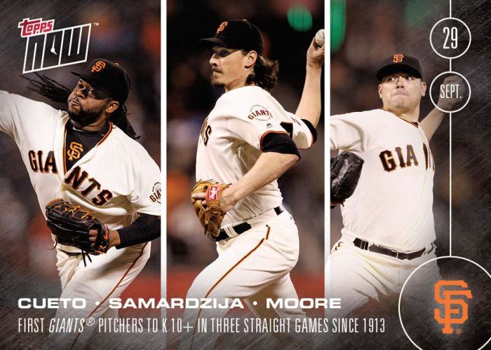 2016 Topps Now #521 Jeff Samardzija Johnny Cueto  Matt Moore