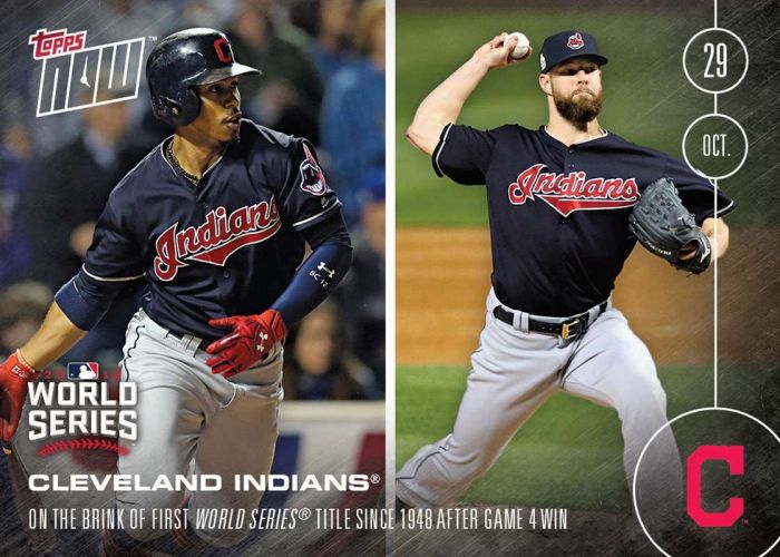 2016 Topps Now #644 Corey Kluber Francisco Lindor