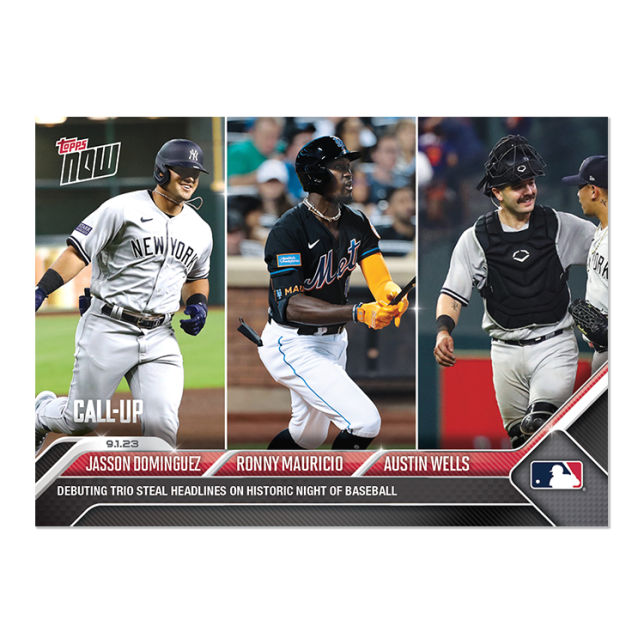 2023 Topps Now #801 Jasson Dominguez/Ronny Mauricio/Austin Wells