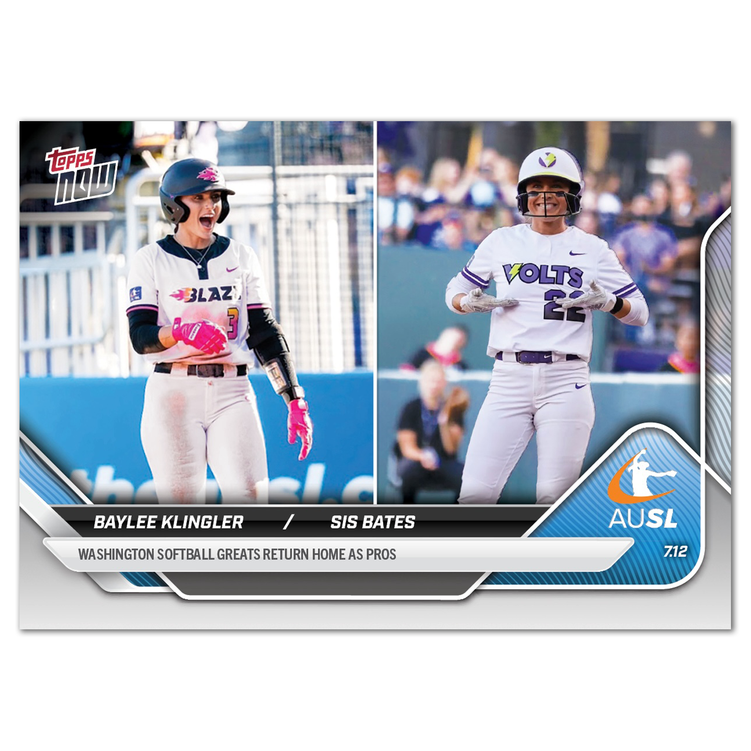 2025 AUSL Topps NOW card 18 featuring Baylee Klingler Sis Bates