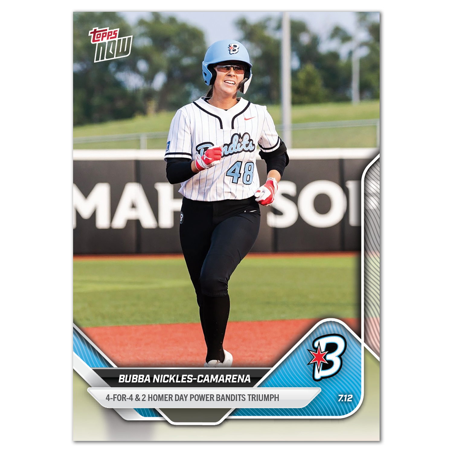 2025 AUSL Topps NOW card 19 featuring Bubba Nickles Camarena