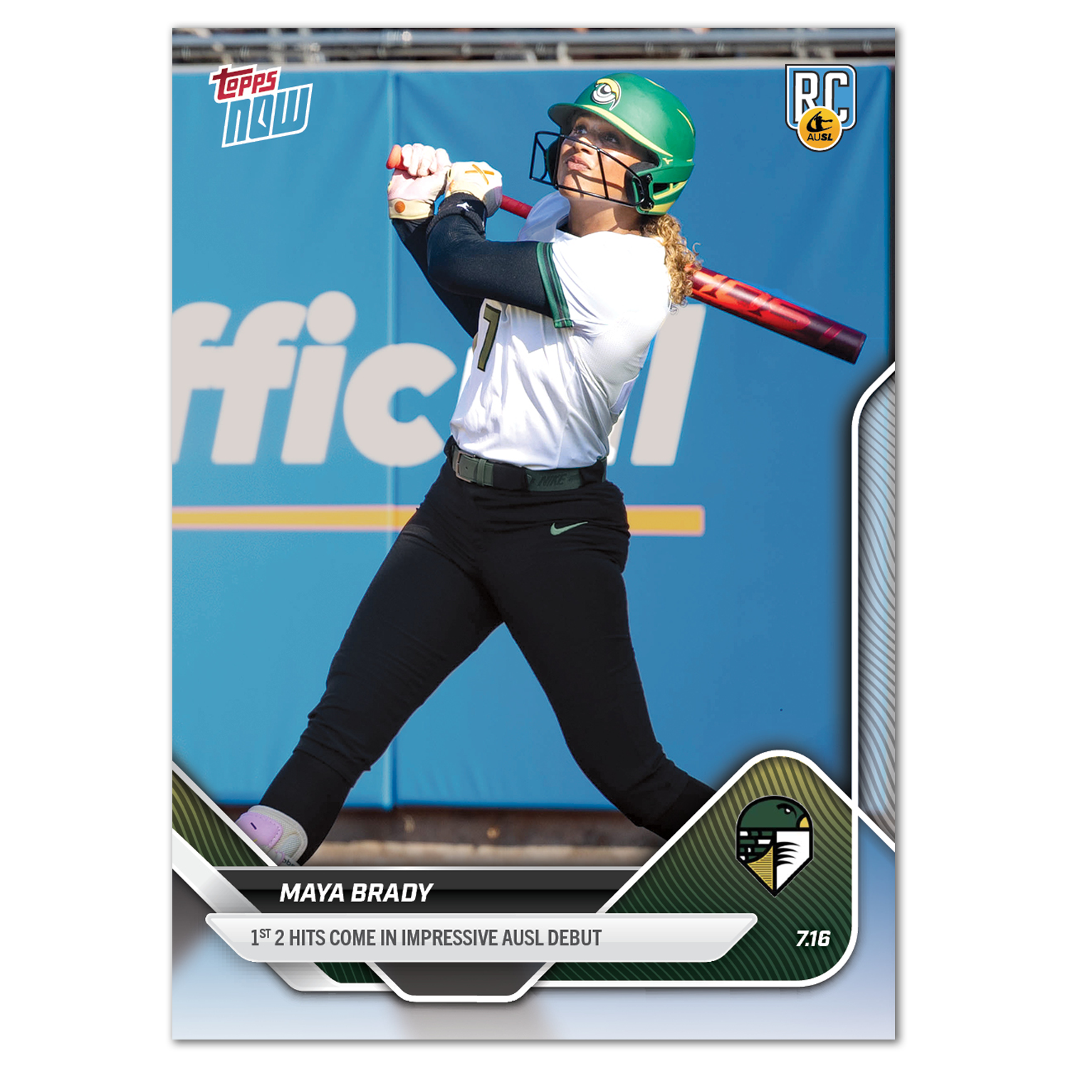 2025 AUSL Topps NOW card 20 featuring Maya Brady