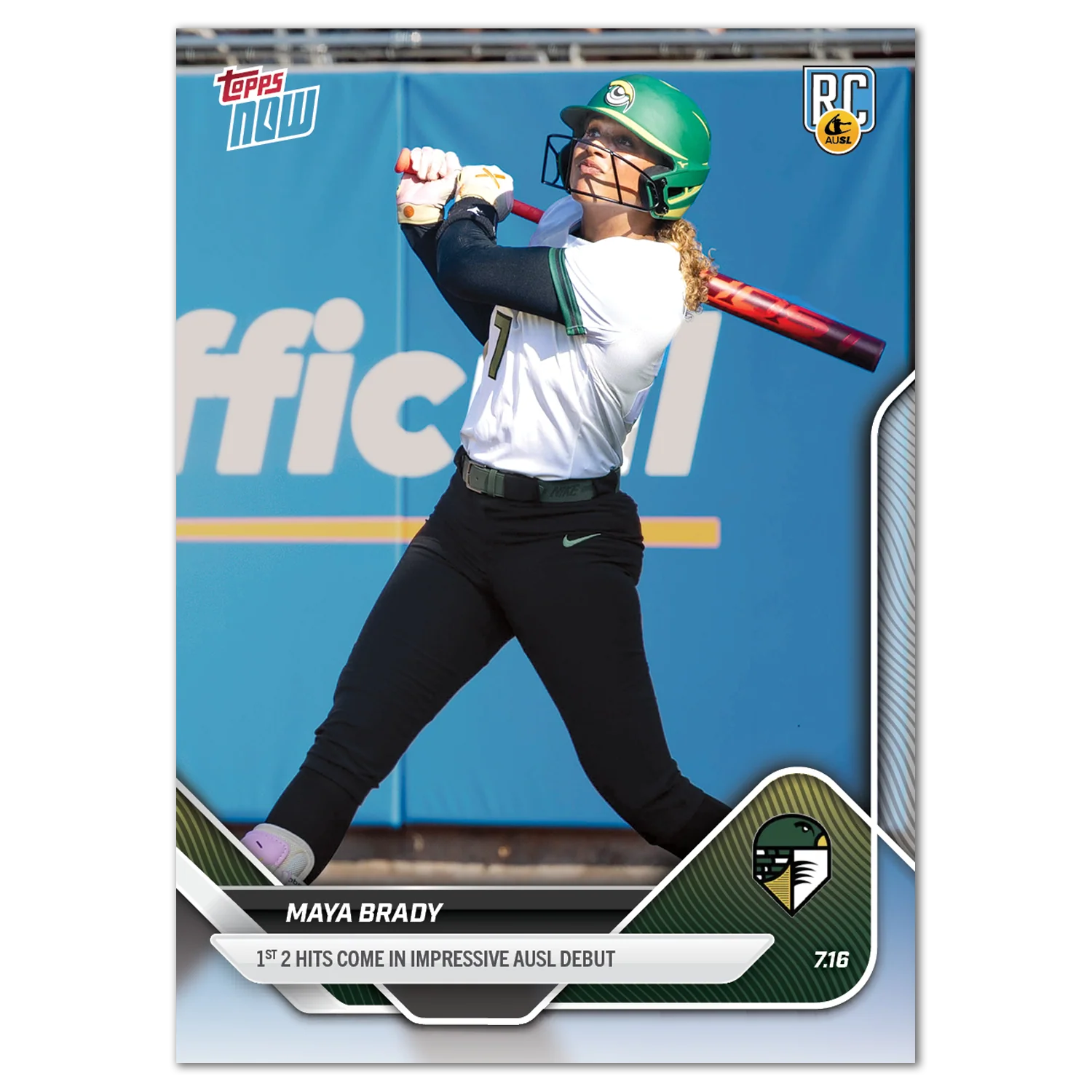 2025 AUSL Topps NOW card 20 featuring Maya Brady