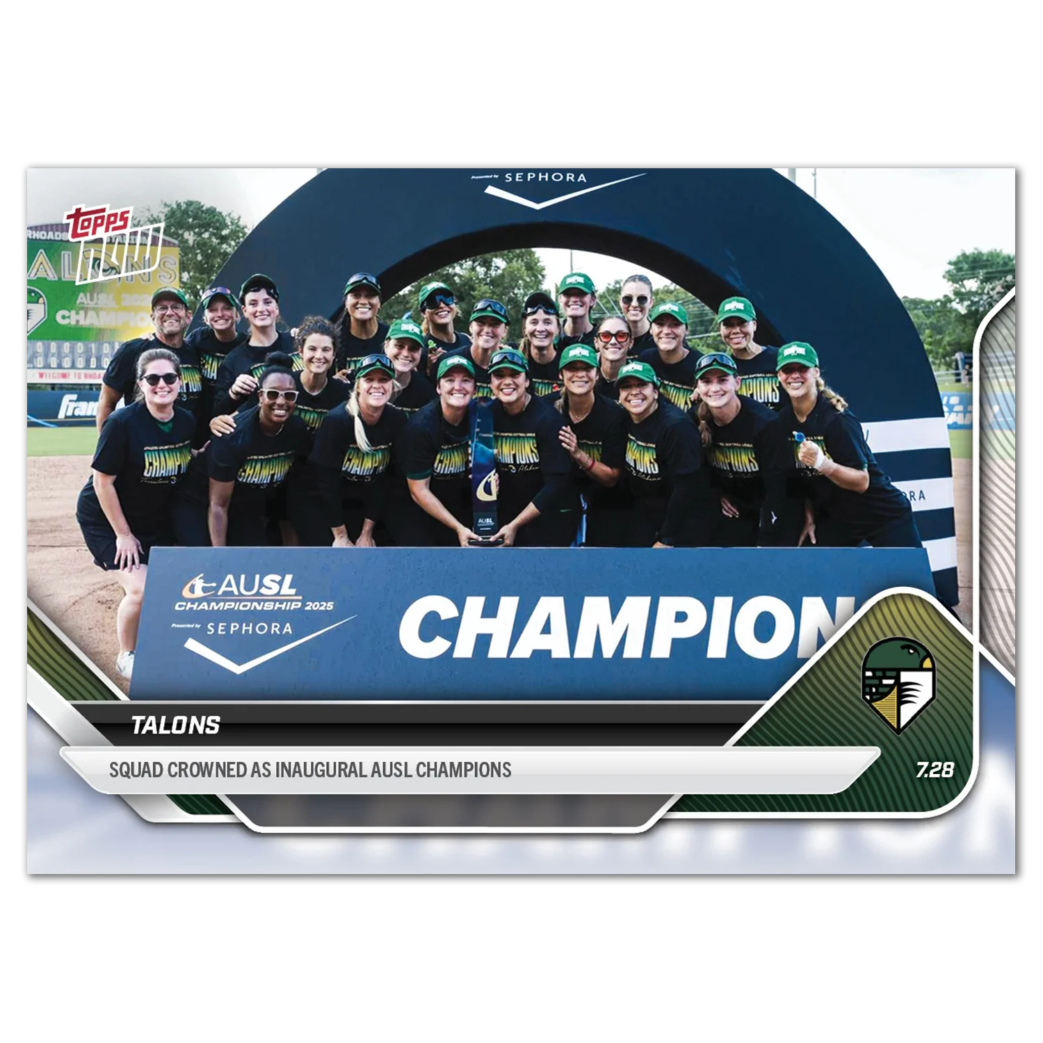 2025 AUSL Topps NOW card 32 featuring Talons