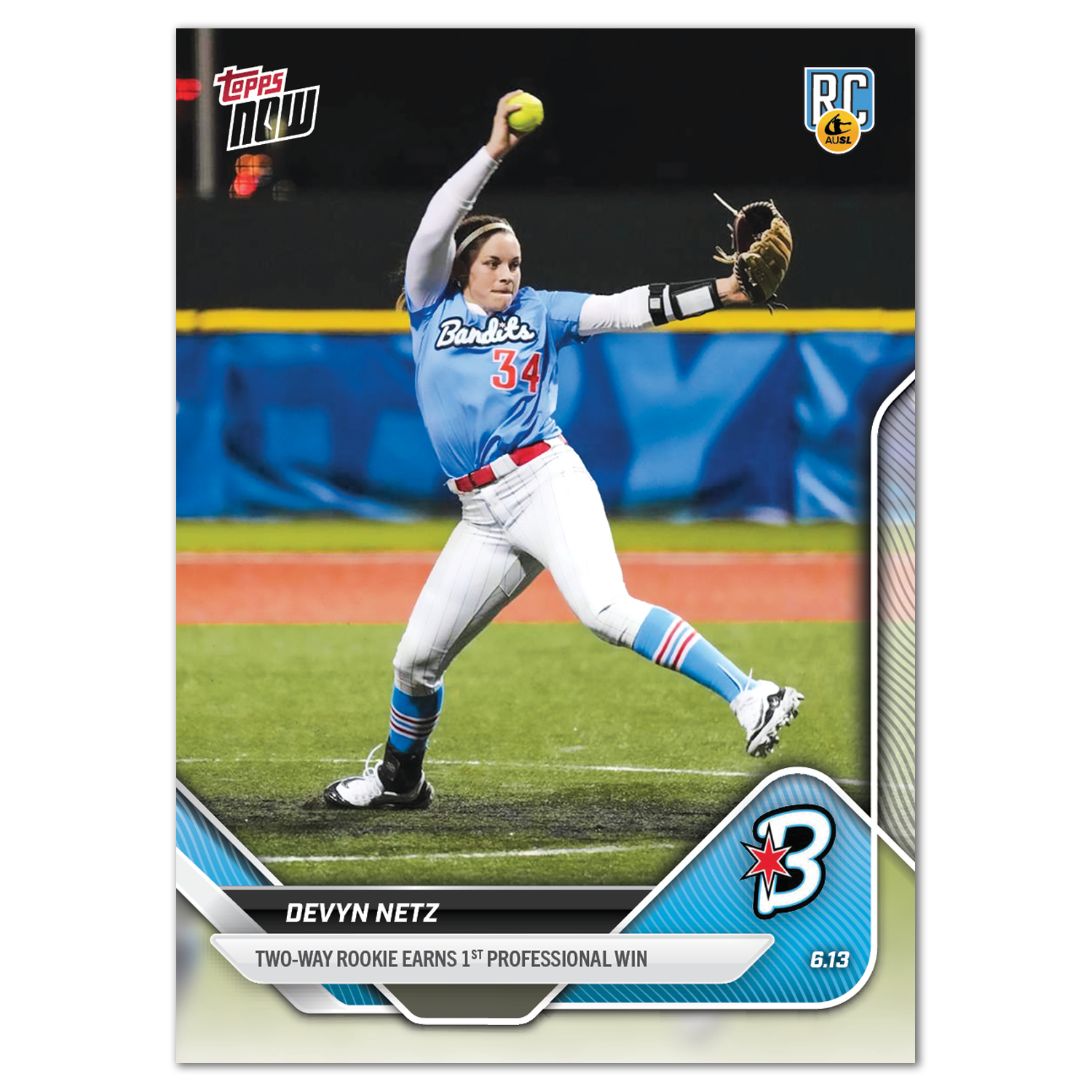 2025 AUSL Topps NOW card 5 featuring Devyn Netz