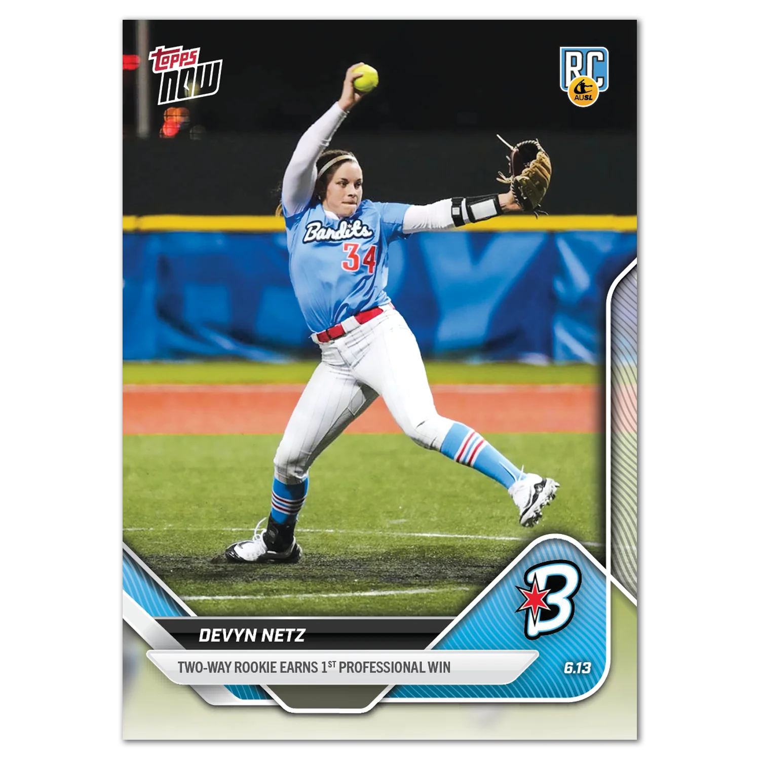 2025 AUSL Topps NOW card 5 featuring Devyn Netz