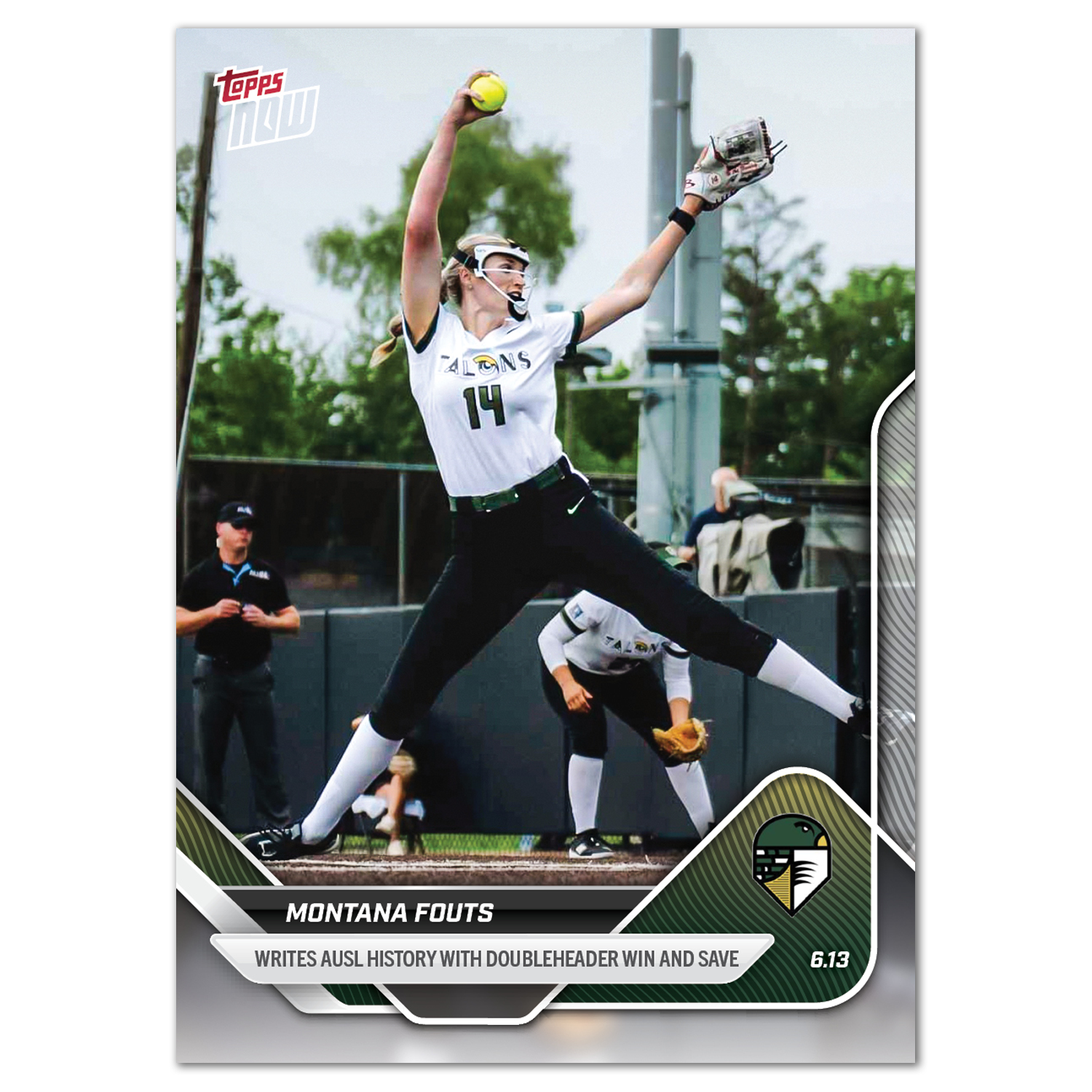 2025 AUSL Topps NOW card 6 featuring Montana Fouts