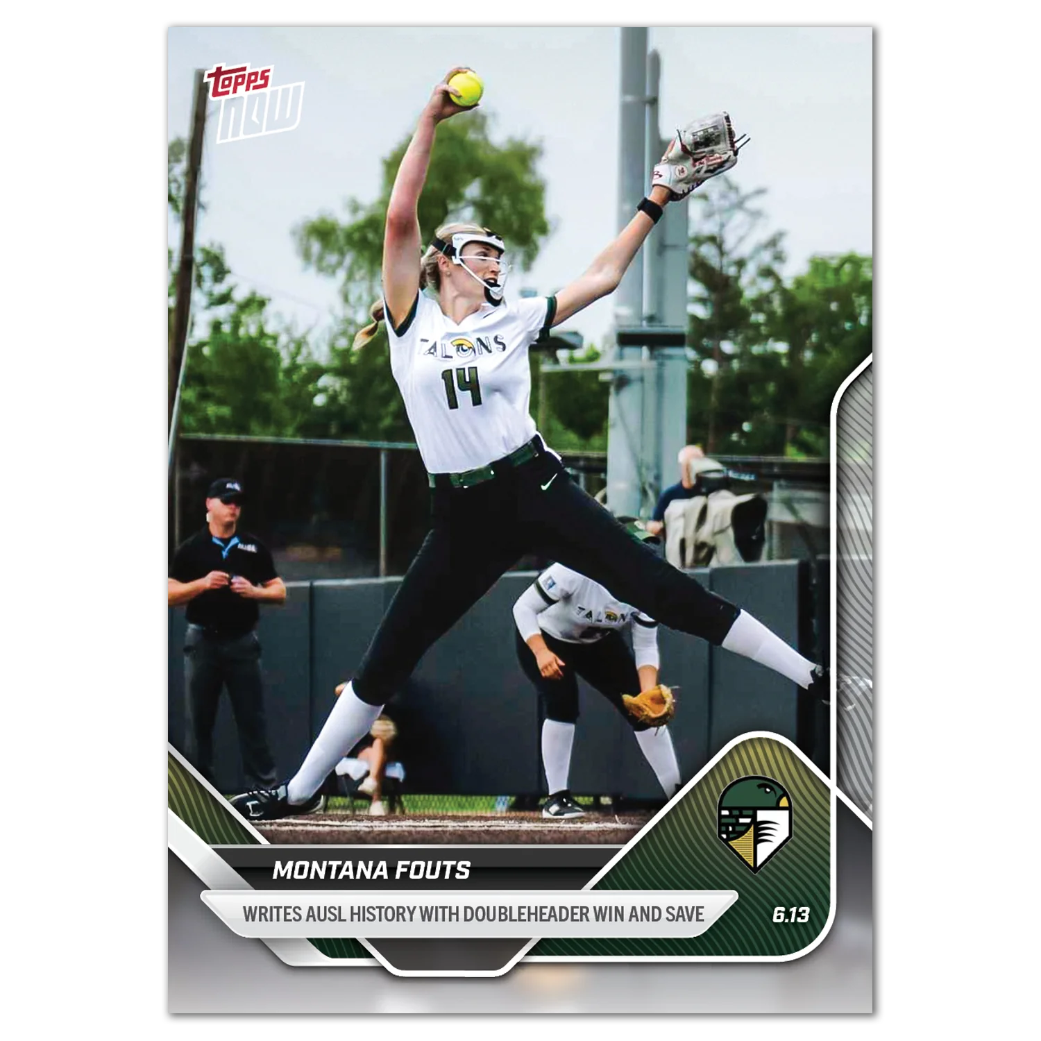 2025 AUSL Topps NOW card 6 featuring Montana Fouts