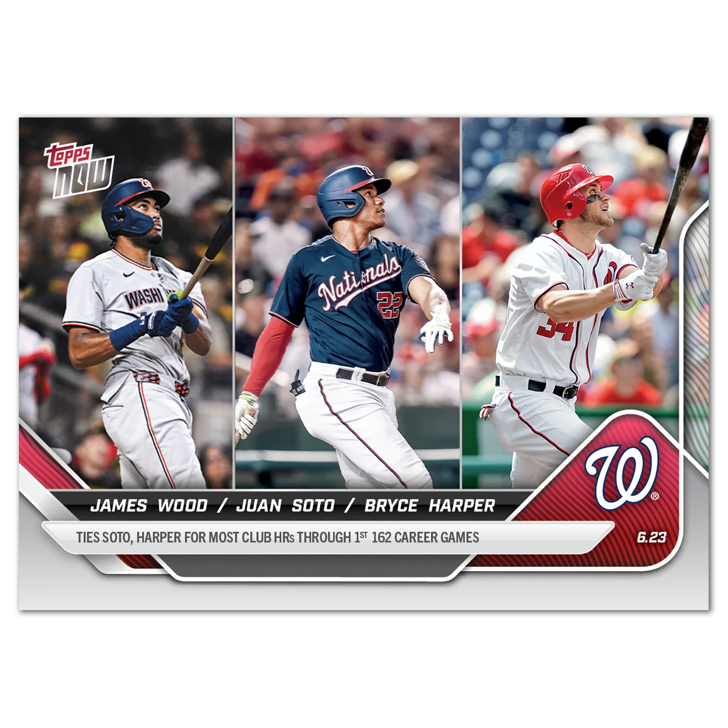 2025 Topps Now #342 James Wood / Juan Soto / Bryce Harper