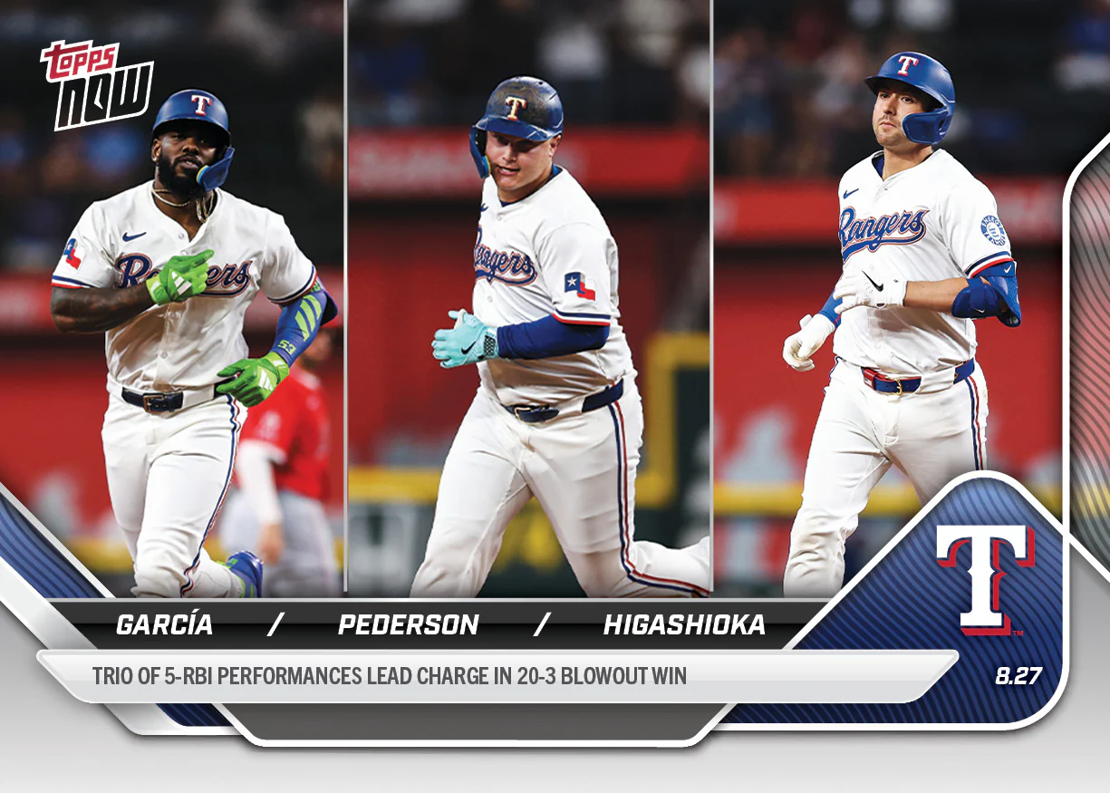 2025 Topps Now #618 Adolis García / Joc Pederson / Kyle Higashioka