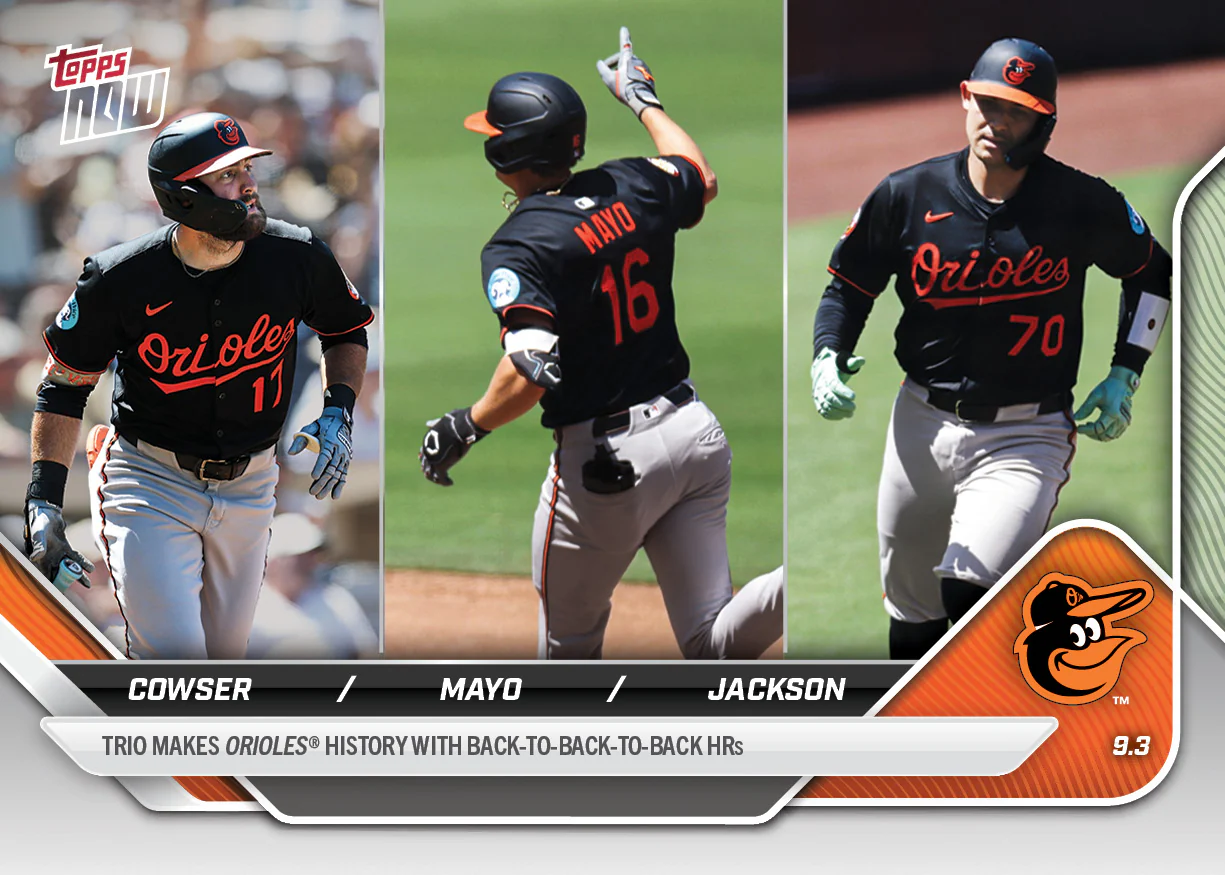 2025 Topps Now #655 Colton Cowser / Coby Mayo / Alex Jackson