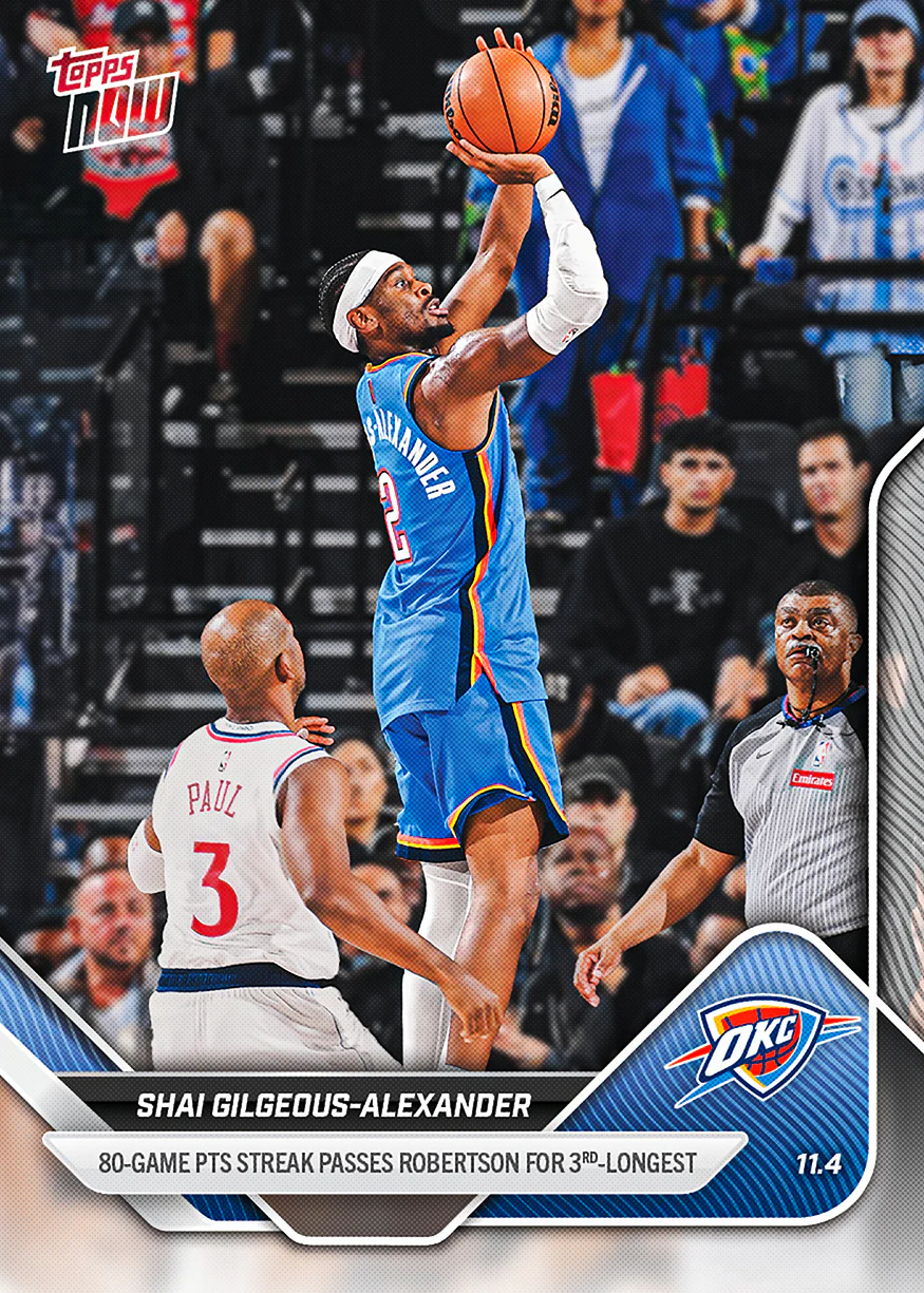 2025-26 NBA Topps NOW #44 Shai Gilgeous-Alexander