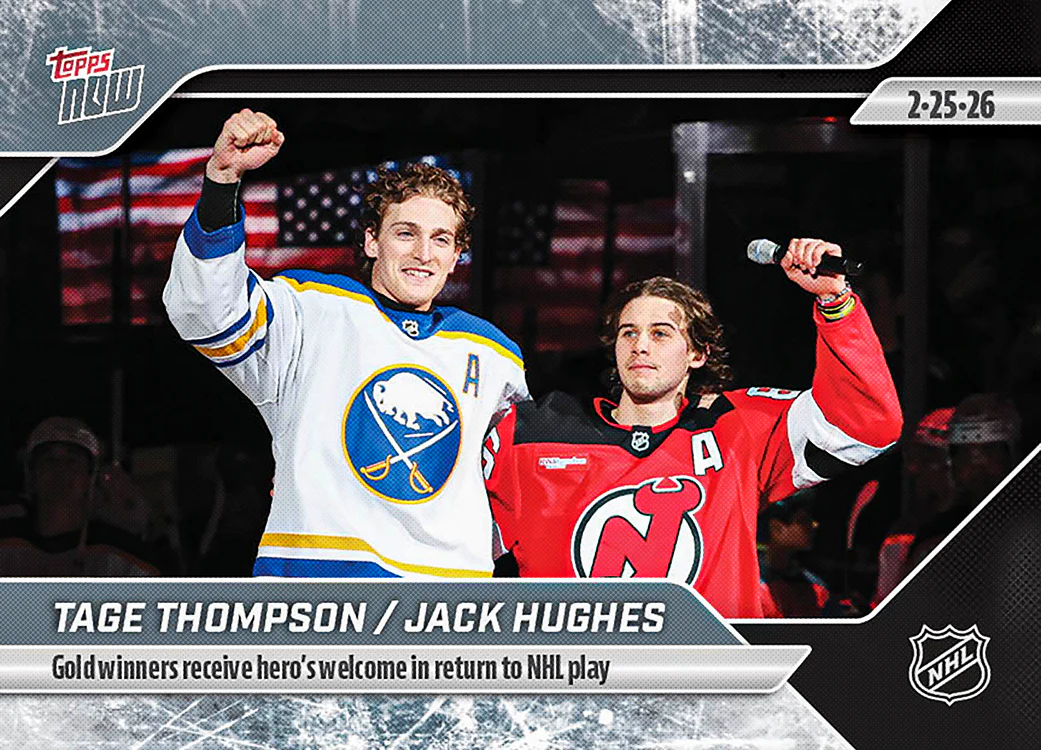 2025-26 NHL Topps NOW Stickers #109 Tage Thompson / Jack Hughes