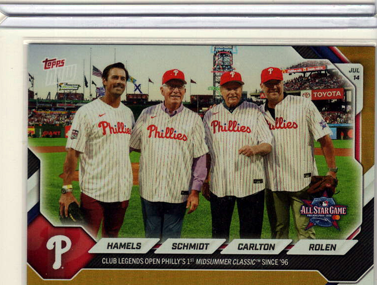 Cole Hamels / Mike Schmidt / Steve Carlton / Scott Rolen Gold /50 Serial-Clipped physical copy 3
