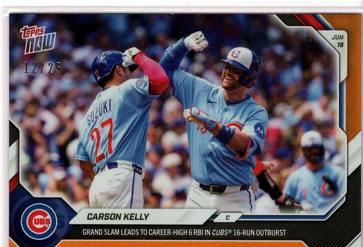 2026 MLB Topps NOW — Carson Kelly Chicago Cubs — orange /25 visible border -- 12/25 / PRICE_UNDER_REVIEW — 12/25