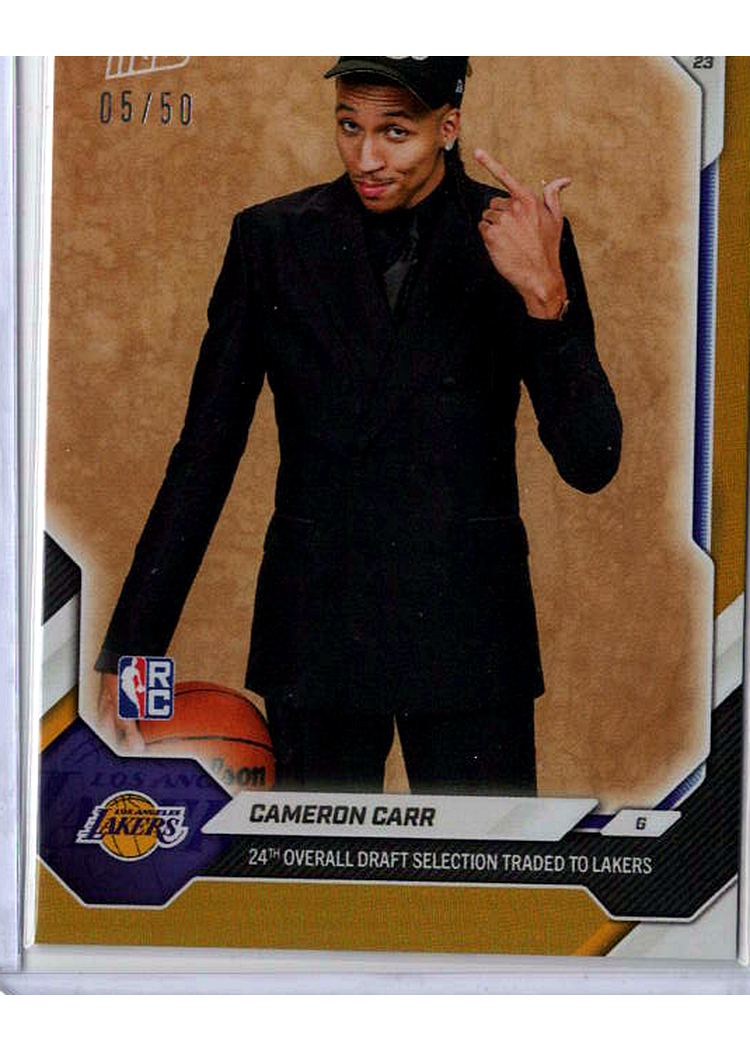 2025 2025-26 NBA Topps NOW Draft — Cameron Carr Los Angeles Lakers — GOLD -- 05/50 / PROVISIONAL_PROTECTIVE / NOT_SOLD_COMP — 05/50