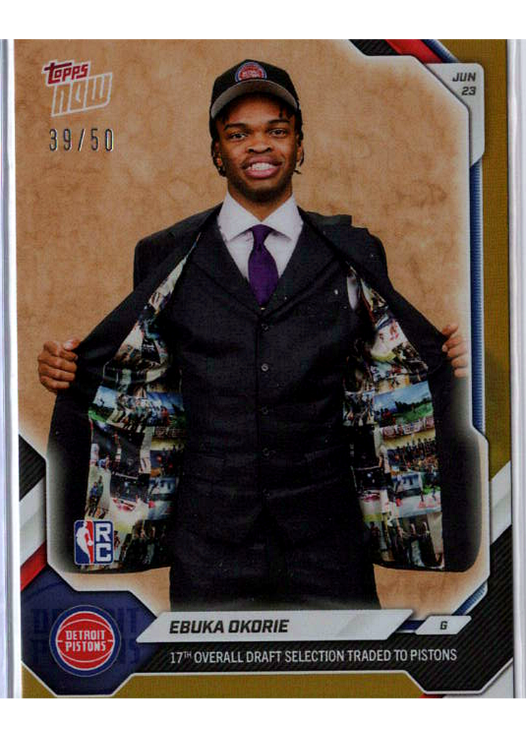 2025 2025-26 NBA Topps NOW Draft — Ebuka Okorie Detroit Pistons — GOLD -- 39/50 / PROVISIONAL_PROTECTIVE / NOT_SOLD_COMP — 39/50
